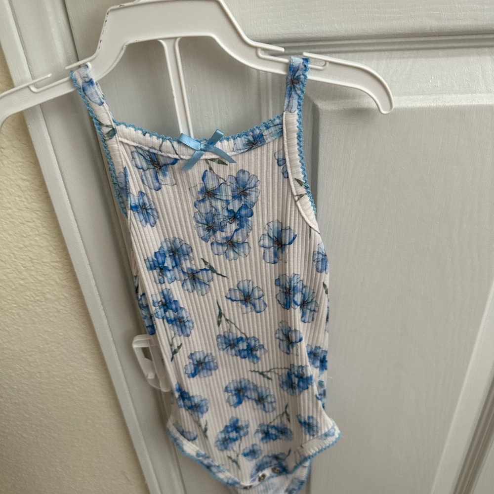 Posh Peanut Blue Floral Bodysuit